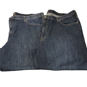 Lee Straight Loose Fit Jeans Lot Mens 48x30 Flex Waist Blue Dark Wash Stretch 2